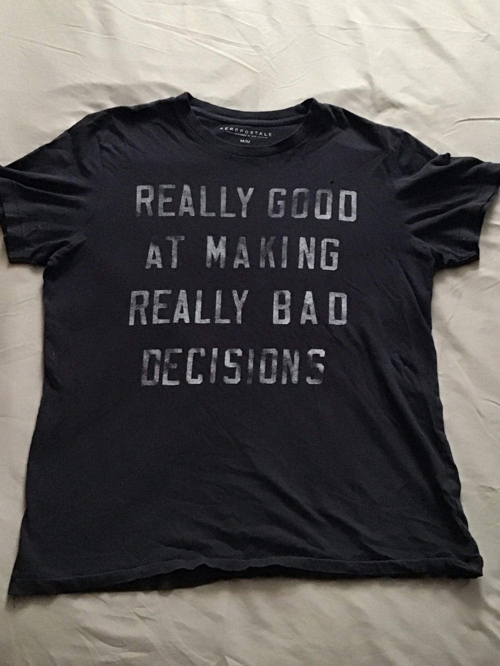Aeropostale Black Graphic Tee "Really Good At Making Really Bad Decisions"